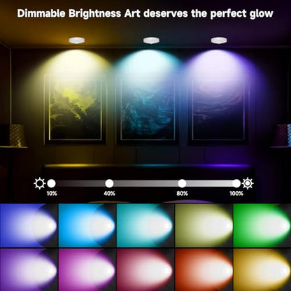 Battery Operated Painting Light, Magnetic Picture Light with Remote Dimmable and Timer - color: Black, size: 6 Packs