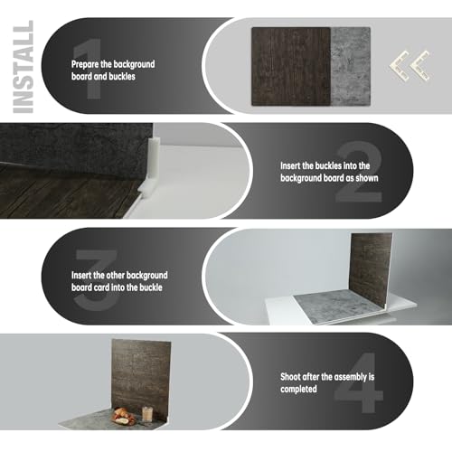 2 PCS Boards Photo Backdrop for Flat Lay, Food Photography Background 24x24 Inch, BEIYANG (Black Walnut+Dark Gray) - color: Black Walnut + Dark Gray 24x24