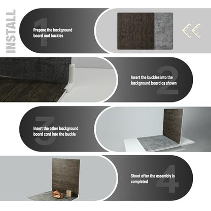 2 PCS Boards Photo Backdrop for Flat Lay, Food Photography Background 24x24 Inch, BEIYANG (Black Walnut+Dark Gray) - color: Black Walnut + Dark Gray 24x24