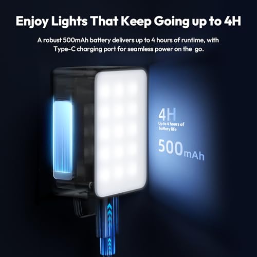 ULANZI LM001 Magnetic Fill Light for DJI Osmo Pocket 4/3/Xtra Muse, 2W 5800K LED Light with CRI ≥95, 500mAh USB C Rechargeable, IPX4 Waterproof, 3-Level Brightness, for Vlog & Outdoor