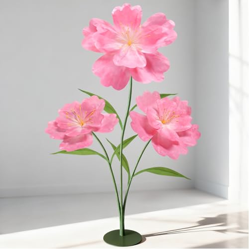Giant Artificial Paper Flowers for Decoration 5.6 Ft, Waterproof Large Fake Flowers for Wedding Floral Garden Baby Shower Decorations Birthday Party Shop Window Display Photography Props, Pink - color: Pink