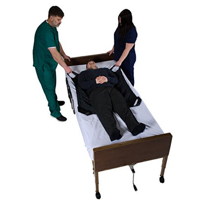 Patient Aid Positioning Sheet with Handles (PA45048) for Moving and Turning Patients in Bed, with 3-Layer Nylon Fabric for Comfort and Protection, 4 Ergonomic Straps for Fast and Safe Repositioning - size: 48" x 40"