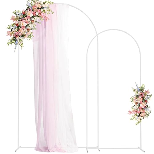 Fomcet Metal Arch Backdrop Stand Set of 2 Wedding Arch Stand White 7.2FT & 6FT Arched Frame for Birthday Party Baby Shower Graduation Ceremony Decorations - color: White
