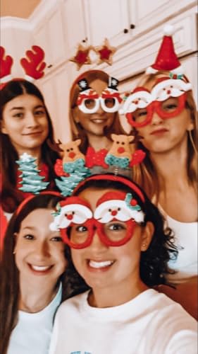 Christmas Glasses for Holiday Party 12Pcs: Fun Decorative Festive Eyeglasses Frames for DIY Photo Booth, Christmas Stocking Stuffers Party Favors for Adults Women Men