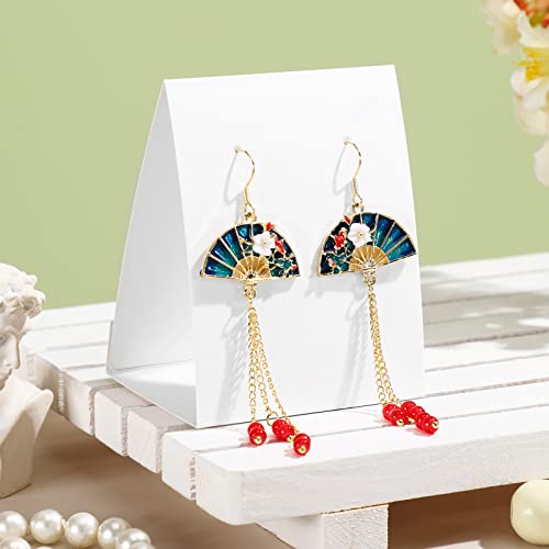 100 Pcs Standing Earring Display Cards Holders Paper Hanging Earring Packaging for Small Business Jewelry Packaging Supplies Selling DIY Retail Show Photography Props(White) - color: White