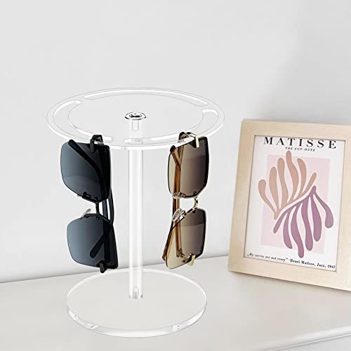 Acrylic Sunglasses Holder Stand with 360 Rotating, Eyeglasses Display Rack Clear Glass Tabletop Organizer - color: Clear