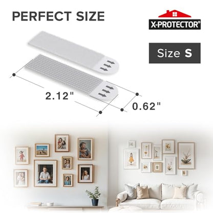 X-Protector Picture Hanging Strips - 20 Pairs Damage Free Picture Hangers - Self Adhesive Hangers Without Nails - Heavy Duty Wall Hanging Strips - Wall Sticky for Hanging Up to 10 LBS (Size S) - size: S