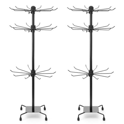 2 Pcs Jewelry Rack, Rotating Jewelry Stands with Hooks, Adjustable Display Holder Organizer, Metal Display Stand for Earrings, Necklace & Bracelet, Vendor Booth Accessories (Black)