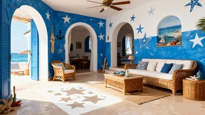 TIAMECH A4 Reusable Shinning Stars Stencil for Painting - Five-Pointed Stars Layering Template, DIY Wall Art, Wood Furniture, Scrapbook & Crafts (8.3x11.7inch) - style: Shinning Stars
