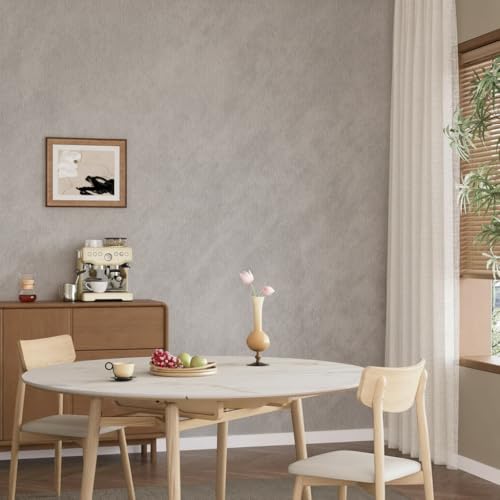 Gray-Beige Limewash Wallpaper Peel and Stick 16'' x 354'' Silver Plaster Concrete Contact Paper Self Adhesive Waterproof Beige Matte Limestone Textured PVC Removable Vinyl for Bedroom Kitchen Bathroom - size: 16" x 354"