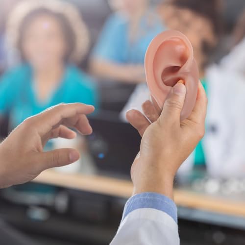 Balacoo Soft Silicone Artificial Ear Model Pair for Piercing Practice and Medical Teaching, Realistic Flexible Left Right Ear Props for Auricular Therapy and Anatomy Display