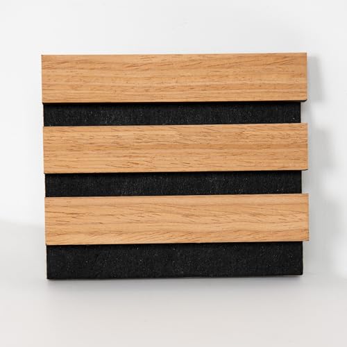 Smartstandard Sample Wood Slat Wall Panel, Soundproof Wooden Wall Panels, Acoustic Wood Panels for Wall, Light Brown, Sample Pack - color: Light Brown, size: 6" x 4.7"