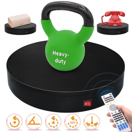 12.6In Remote Motorized Electric Turntable Rotating Display Stand Rotating Platform Photography Turntable motorized lazy susan base giratoria para for Photography,3D Scanner,(Load Range:88~300lbs) - size: 12.6inch/Black/300Lbs Load