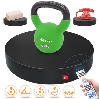 12.6In Remote Motorized Electric Turntable Rotating Display Stand Rotating Platform Photography Turntable motorized lazy susan base giratoria para for Photography,3D Scanner,(Load Range:88~300lbs) - size: 12.6inch/Black/300Lbs Load