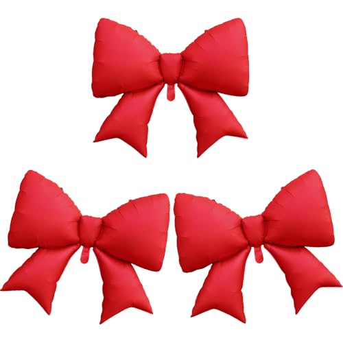 Red Bow Balloons 38 Inch, Giant Red Bowknot Foil Mylar Coquette Party Decorations for Women Girls Birthday Valentines Day Galentines Engagement Wedding Anniversary Bachelorette Decorations Supplies - color: Red, size: 38inch