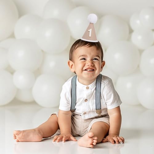 Boho First Birthday Hat-Natural 1st Birthday Boho Decorations,One Birthday Costume Headwear,Cake Smash Photo Prop - color: Brown