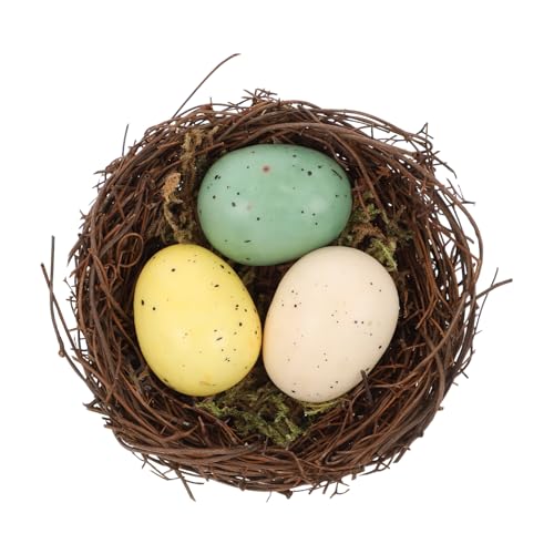 STOBOK Natural Vines Bird Nest Decor with Artificial Eggs Home Decoration Props for Photography DIY Micro-Landscapes and Event Styling