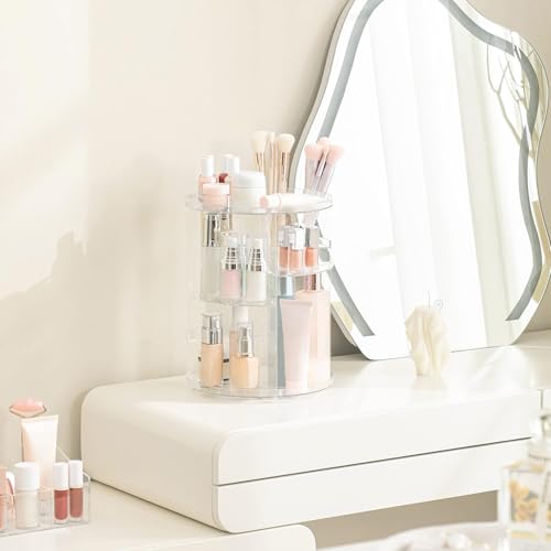 HBlife 360 Rotating Makeup Organizer Adjustable Carousel Large Capacity Revolving Perfume Organizer Skincare Organizers Cosmetic Storage Spinning Holder for Vanity, Clear - color: Clear, size: Large