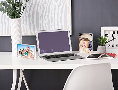 TWING 4x6 Acrylic Picture Frames,24MM Thick Double Sided Magnetic Clear Photo Frame, HD Frameless Magnetic Photo Frame Display for Desktop Gift Ideal, Cleaning Cloth Included - size: 4x6" 1pack