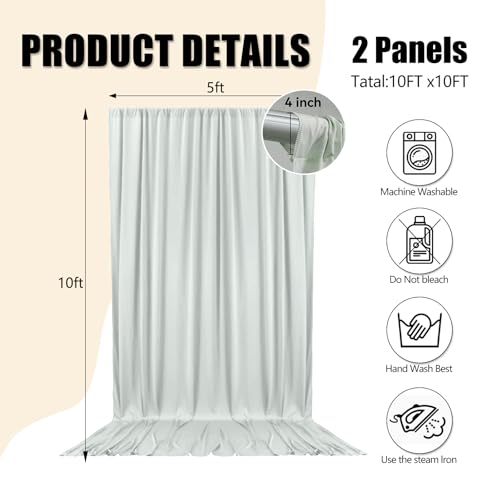 10ft x 10ft Silver Backdrop Curtains for Parties, Fabric Satin Background Curtain with Rod Pockets for Weddings, Birthday, Baby Shower, Photography, Graduation Party Backdrop Drapes, 2 Panels - color: Silver