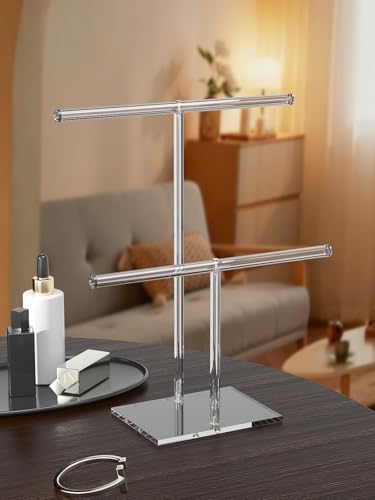 Acrylic Jewelry Necklace Organizer Holder for Women, Bracelet Display Stand for Vendors, Clear Storage Hanger for Small Necklace, Jewelry Hanging Tree Stand for Selling (2 Tier) - style: 2 Tier