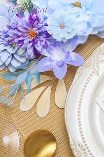 Floweroyal Artificial Flowers Combo Purple Flowers Mix Silk Flowers Dahlia Roses with Stems for DIY Wedding Bridal Bouquets, Baby Shower, Floral Arrangement, Table Centerpieces, Home Decorations. - color: Fairy Purple