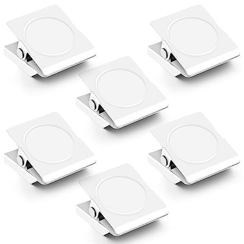 Grtard 6Pack Magnetic Clips Heavy Duty, White Magnet Clips for Fridge, Refrigerator Magnets, Strong Magnetic Clip,Scratch Free Magnets with Clip for Refrigerator, Whiteboard, Cruise, Locker - color: White, size: 6 pack