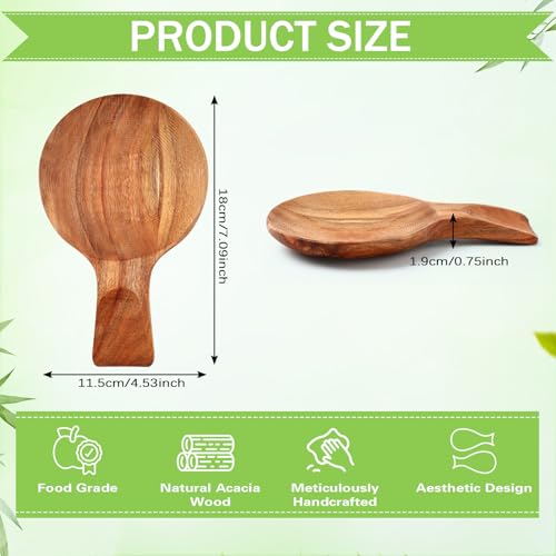 Honeydak 4 Pcs Acacia Wood Spoon Rest for Stovetop Handmade Smooth Wooden Kitchen Spoon Holder for Ladles Tong Cooking Accessories Housewarming Gifts (Round) - style: Round