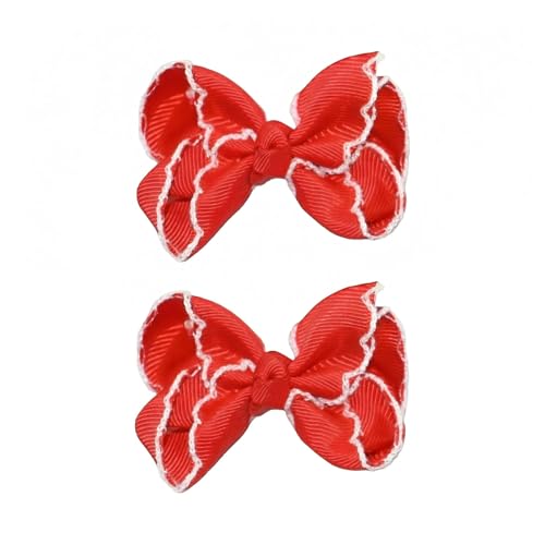 3 Inch Hair Bows for Girls Alligator Clips Grosgrain Ribbon Solid Color Hair Accessories for Little Teen Toddler Girls Kids (Red) - color: Red