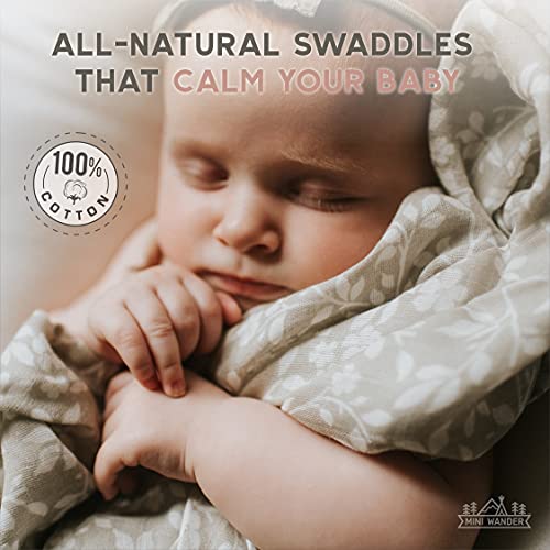 Mini Wander Swaddles for Newborns Muslin Swaddle Blankets - Breathable Soft Receiving Blanket Baby Essentials | 47 x 47 Cotton - Magnolia Tree (Gray) - color: Magnolia Tree (Gray)