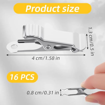 Metal Mini Clamps, 16 PCS Small Alligator Clips for Backdrop Mini Spring Clamps Silver Crocodile Alligator Clip Backdrop Clips for Office Paper Clothes Photos Curtains, Smooth Jaw, 5/16 inch Capacity