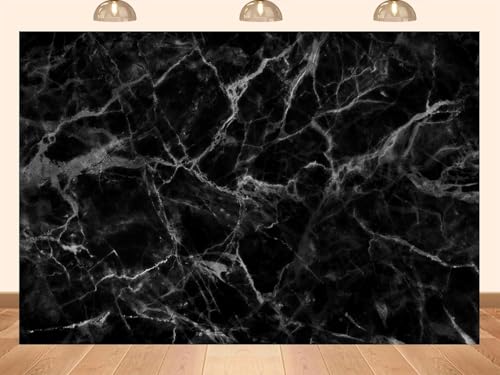 5x4ft Fabric Marble Texture Backdrop Black Marble Photography Backdrop, Professional Photo Background with White Veined Pattern for Studio, Party, Wedding, Video Shooting - size: 5X4ft