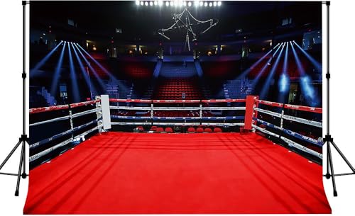 7x5ft Photography Backdrops for Boys Birthday Party Boxing Ring Backgrounds Dorm Decorations Backdrop for Men Portrait Backdrops Photo Booth Props Red - color: Red, size: 7x5ft