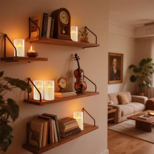 wemarry Flameless Candles Acrylic Glass Pillars 3" D x 6" H Battery Operated Flickering Candles Include 8-Key Remote with Timer Function 400+ Hours (Pure White, Warm Light 2 Pack) - color: Pure White, size: Warm Light 2 Pack