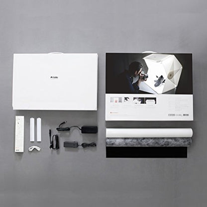 Foldio3 + Front Fill Lights | 25" Photo Light Box for Photography |65W Pro Lightbox with Front Fill Lighting (Halo Bar)|Dimmable Triple LED, Ani-Reflective Black Backdrop, Photo Studio By ORANGEMONKIE - size: Foldio3 + Extra Lights