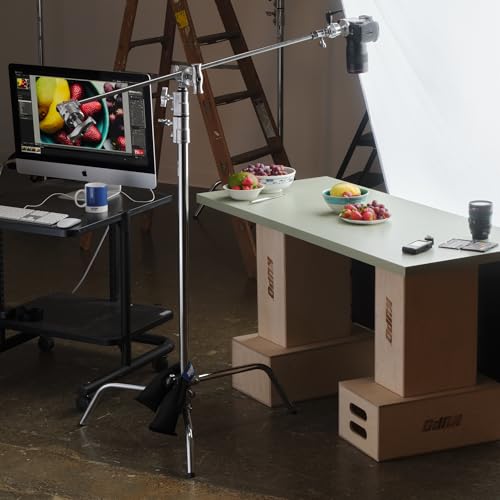 Kupo 40" C-Stand Overhead Shooting Kit 1, Professional Overhead Rig for Photography and Video Flat Lay Food and Product Shooting with Sliding Leg Stand Design, Grip Arm, and Studio-Ready (KS708112) - color: Silver, size: Overhead Shooting Kit 1