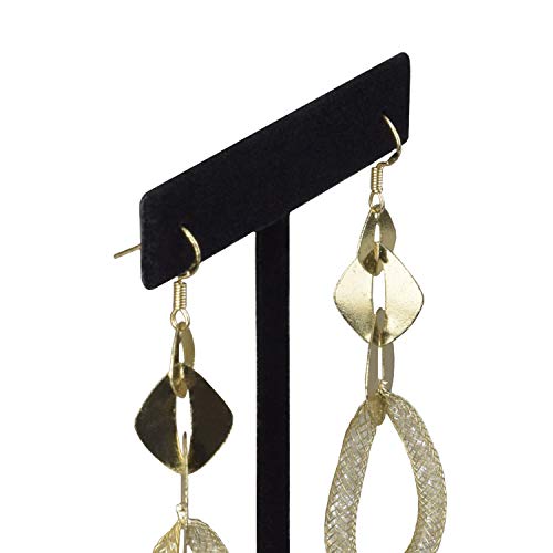 Ikee Design 6Pcs Set Earring T Stand Display Set with 3 Different Heights, T Shape Jewelry Earring Showroom and Tradeshow Showcase Displays, Black Velvet, 4 1/2 H in ; 5 3/4 H in; 6 3/4 H in - color: Black Velvet, 3 Heights