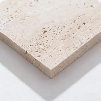 Natural Travertine Stone Display Tiles, Decorative Photography Props for Jewelry, Cosmetics, Home Decor, Beige Stone Blocks (10cm*10cm) - size: 10cm*10cm