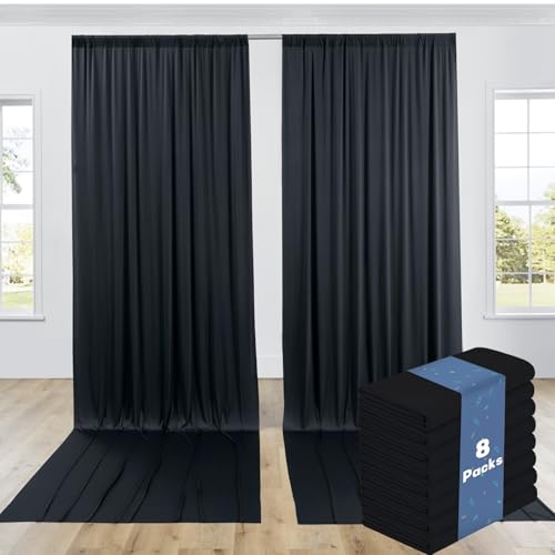 40ftx12ft Black Backdrop Curtains for Wedding Party-Wrinkle Free Backdrops Curtain Drapes Fabric Decorations Photo Back Drop Cloth for Baby Shower Photography Stage Reception 8Panels 12ft(H) x 5ft(W) - color: black, size: W5' x H12'(8 panels)