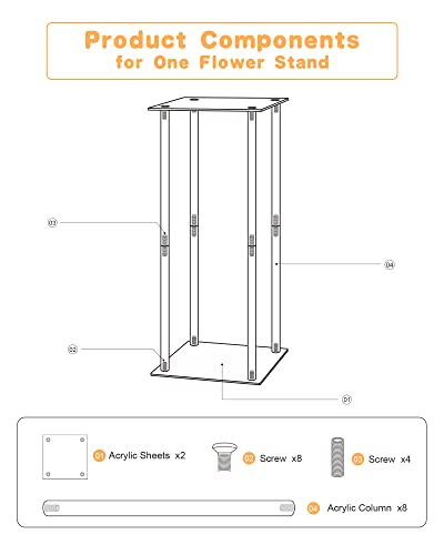 YALLOVE Acrylic Flower Stand, Set of 2 Clear Pedestal, 31.5 Inch Tall Vases for Wedding Event Party Props, Home Decor - size: 31.5''