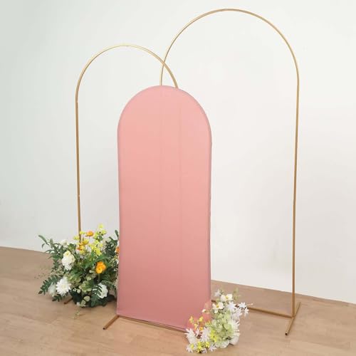 Efavormart 5ft Dusty Rose Spandex Fitted Arch Slipcover, Snug Fit Round Top Backdrop Sleeve for Bridal Showers and Intimate Anniversaries - color: Dusty Rose, size: 5 FT