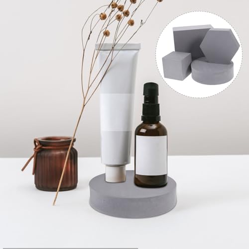 4Pcs Geometric Foam Cube Photo Props Set for Product Photography, Decorative Photo Background Blocks for Cosmetics and Makeup, Gray 3D Photography Studio Posing Accessories