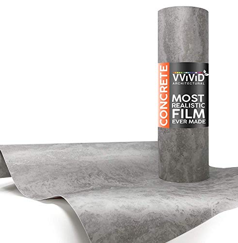 VViViD Grey Concrete Textured Finish Vinyl Sheet Film (Extra Large ROLL - 48 Inch x 25ft) - size: EXTRA LARGE ROLL - 48" x 25ft