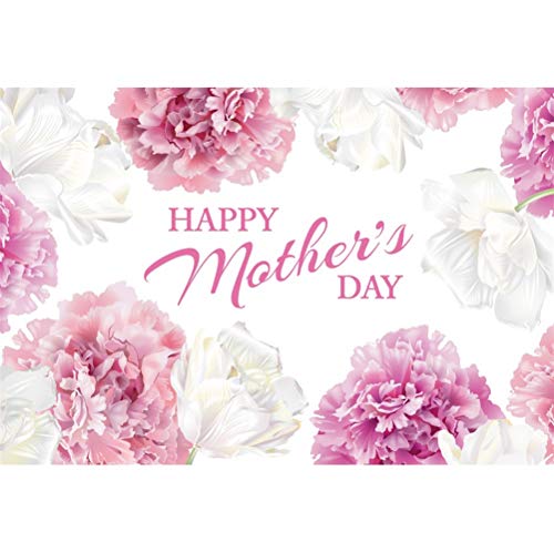 Leowefowa Happy Mother's Day Backdrop for Photography 10x8ft Vinyl Elegant White Pink Flowers Paintings Background Togetherness Photo Shoot Party Banner Wallpaper Studio Props