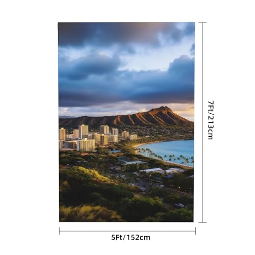 Hawaii Skyline Diamond Head Volcano Backdrop Background for Photography 5x7ft Photobooth Professional Photo Backdrop Curtains Video Photography Studio Photo Backgrounds Banner BoothScreen Parties - color: Hawaii Skyline Diamond Head Volcano