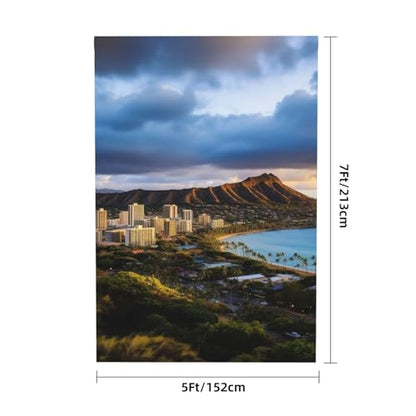 Hawaii Skyline Diamond Head Volcano Backdrop Background for Photography 5x7ft Photobooth Professional Photo Backdrop Curtains Video Photography Studio Photo Backgrounds Banner BoothScreen Parties - color: Hawaii Skyline Diamond Head Volcano