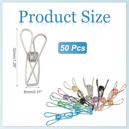 PATIKIL 50Pcs Paper Office Binder Clips, 1.26" Small Metal Wire Hollow Out Paper Clamps Long Tail Binder Clips for Photo Clothes Hanging Office Home Kitchen Food Package, Silver - color: Silver