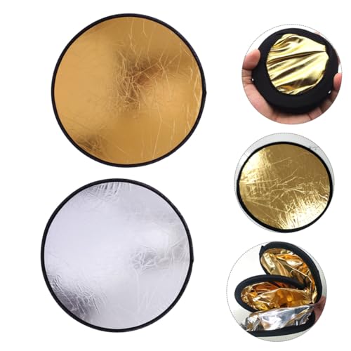 2Pcs 30Cm Portable Photography Bounce Board 2-in-1 Gold Silver Light Reflective Panel Compact Photo Prop for Outdoor Studio Portrait Lighting