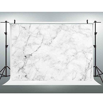 EOA 5(W) x3(H) FT Marble Texture Backdrop White Gray Marble Nature Stone Color Photography Background Food Jewelry Cosmetics Makeup Photographer Professional Photo Shoot Studio Prop