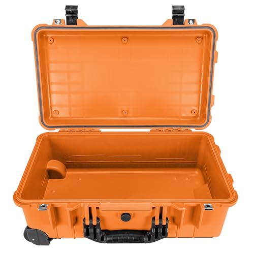 Eylar 22" Carry-On Travel Roller Gear, Camera, Drones, Tools, Equipment Hard Case Waterproof with Foam (Orange) - color: Orange